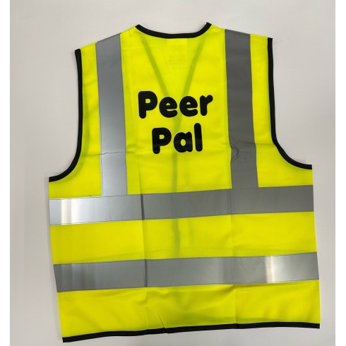 8 x "PEER PAL" Printed Children's Kids Hi-Vis Vests - Size 10-12yrs